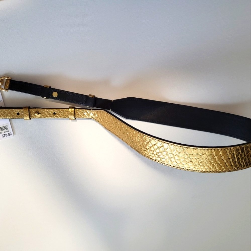 Michael Kors Gold Snake Embossed Leather Crossbody Purse Strap